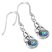 Abalone Shell Celtic Trinity Knot Silver Earrings - e391h